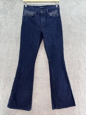 Levis Anthropologie Stems Flare Jeans Womens 27 Blue Sky Rinse Mid Rise Boho